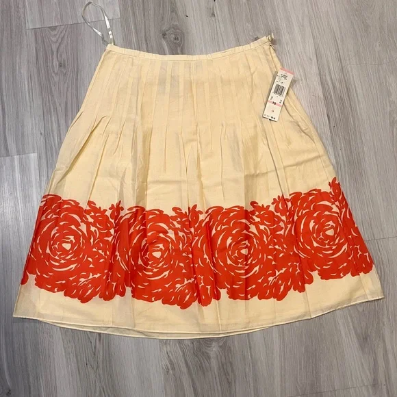 NWT KASPER Floral‎ Beige and Orange Skirt