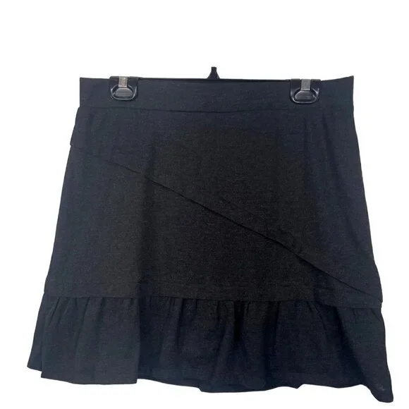 PRANA Leah Tiered Skirt Heathered Black Sz M EUC