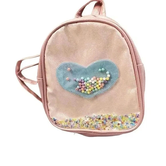 Pink Sparkle Mini BackPack, Kids Faux Leather Sensory Mini Girls Backpack