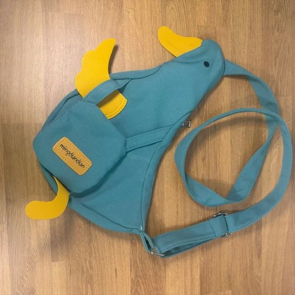 Mingdiandian Kids Teal Canvas Duck Sling Bag Crossbody Novelty Bird Purse