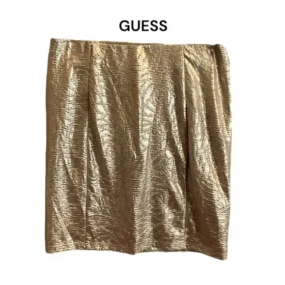 GUESS Mini Skirt Metallic Textured‎ Women’s Size 0 Stretch Zip Back Lined