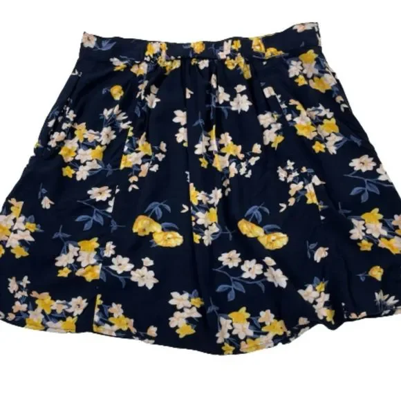 Floral Button Front Mini Skater Skirt