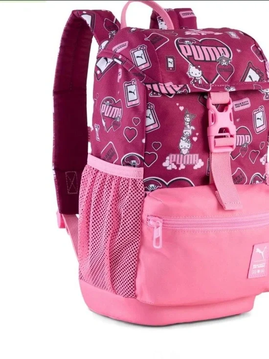 Puma Girls Pink Patterned Mini Backpack with Light Pink Pocket