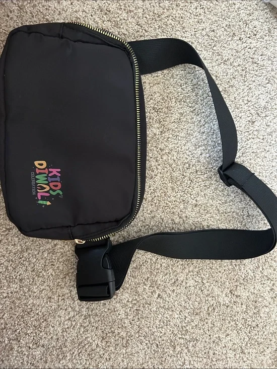 Kids Diwali Black Crossbody Bag - Festive Logo Design