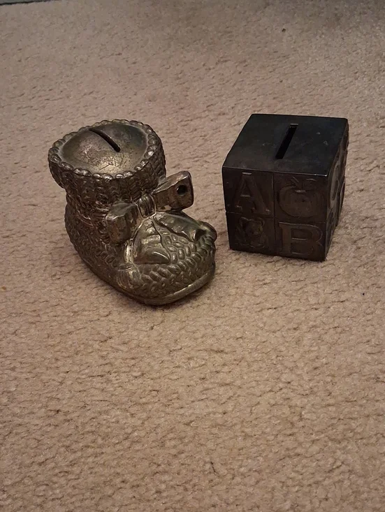 Baby Boot Coin Bank - Gold Color