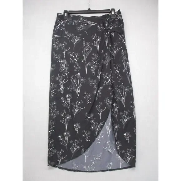 YOZY Floral Tie Detail Lightweight Midi Skirt Boho Trendy‎ Womens Size Large