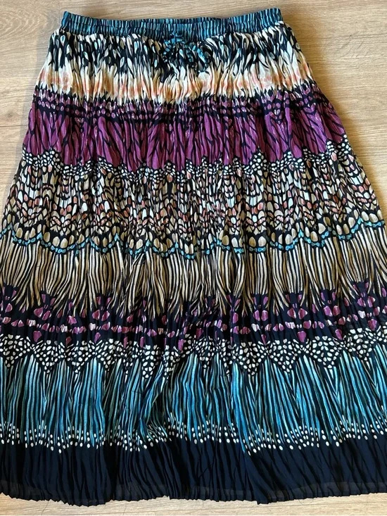 Alfred Dunner Women's Multicolor Patterned Maxi Skirt -‎ Purple & Teal
