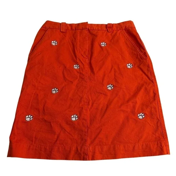 Campus Chinos Clemson Orange Paw Print Embroidered Chino‎ Skirt Women's Size 10