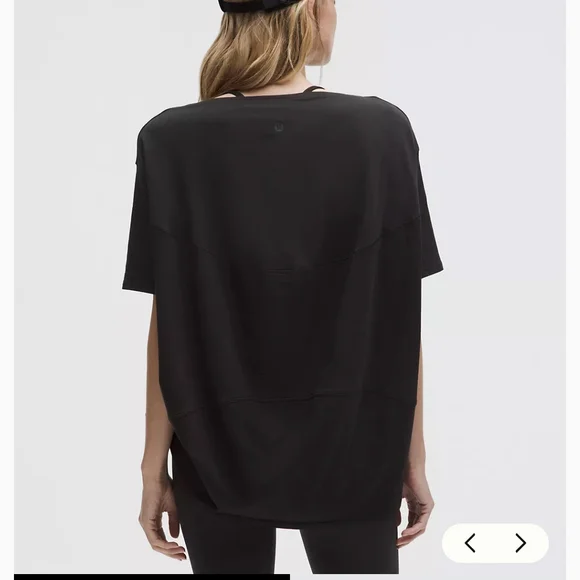 Lululemon Back In Action Organic Cotton Tee Black Oversized Minimalist Top