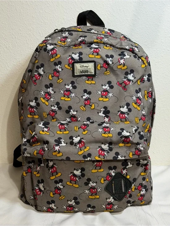 Disney x Vans Mickey Mouse Backpack Gray Print School Travel Bag