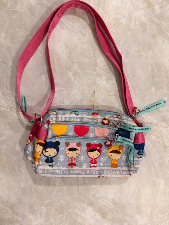 Harajuku Lovers Pink and Light Blue Kids Character Crossbody Bag