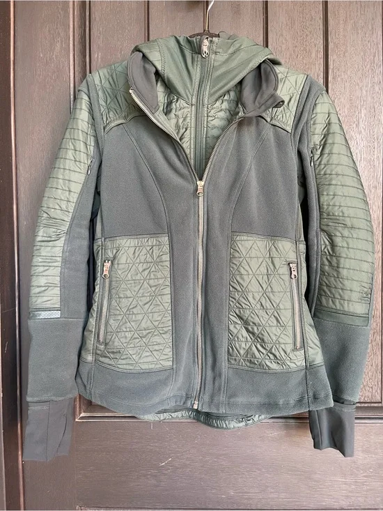 🦄 RARE Lululemon Fleecy Keen Jacket III Dark Fuel / Fuel Green Size 8
