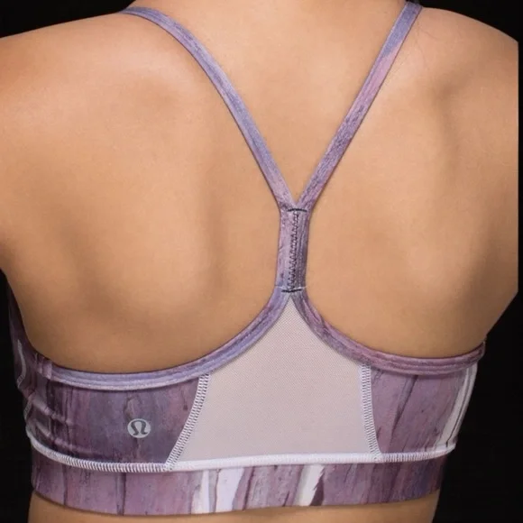 Lululemon Flow Y Bra IV  in Mini Hazy Horizon Storm Mauve Bark Berry Sz 4