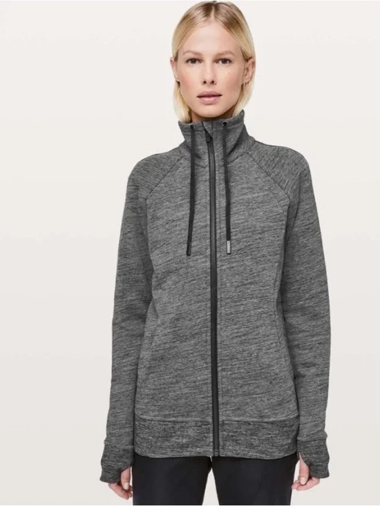 #790 Lululemon Huddle & Hustle Heathered Core Dark Grey, High Collar Jacket