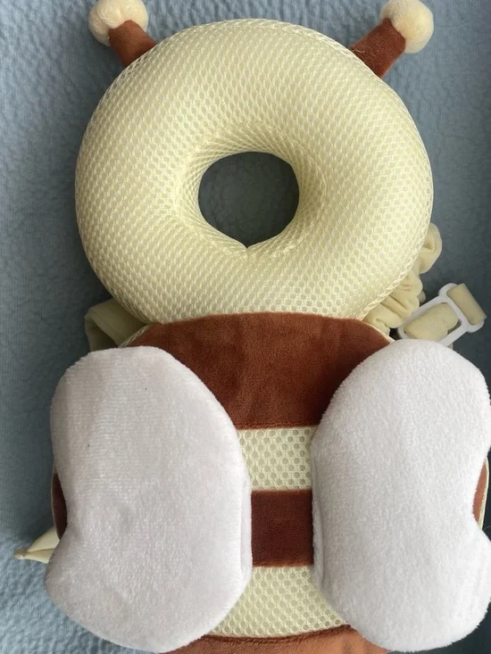 Baby Head Protection Pillow - Cream and Brown Infant Safety Cushion