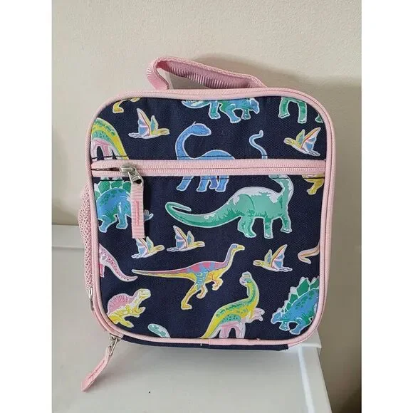 Pottery Barn Mackenzie Classic Pink Dino Dinosaur Lunch Bag NWOT