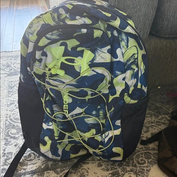Under Armour Navy and Lime Camo Kids Backpack