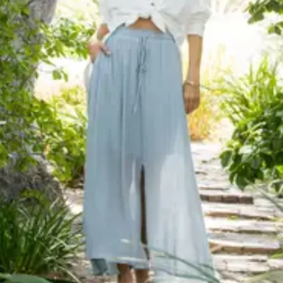 NWOT Sweet Lovely by Jen blush blue maxi dress Sx 1XL gorgeous! Feels like linen