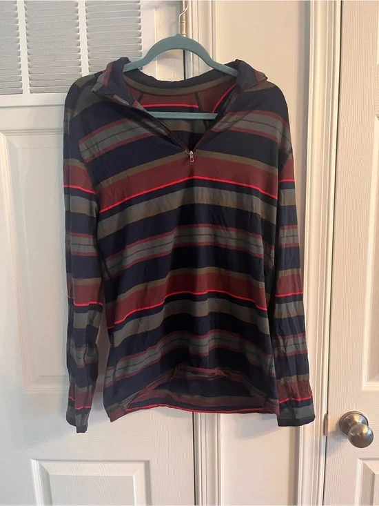 Lululemon Striped Half-Zip Hoodie in Navy, Olive & Burgundy