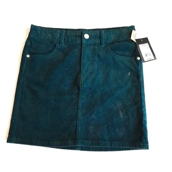 Art Class Girls Adventure Teal Mini Skirt Corduroy Adjustable Size Large