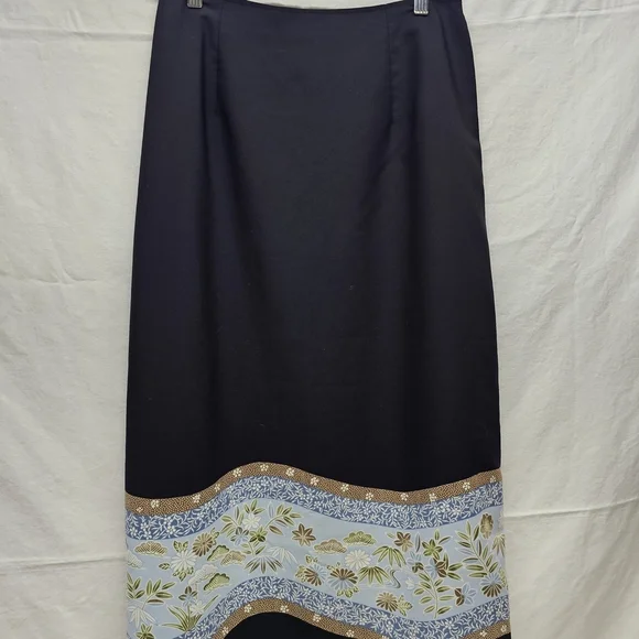 Vintage 90s AGB Byer‎ L Midi Skirt Polyester Geometric Seaside Minimalist Boho