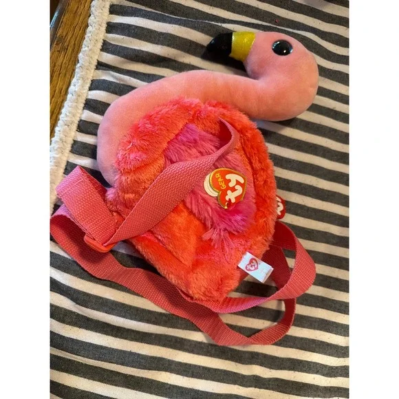 Ty Beanie Boos Gear Gilda Flamingo Plush Mini Backpack Pink 2018 Zip