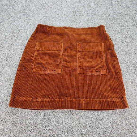 Free‎ Assembly Corduroy A-Line Mini Skirt Rust Orange Side Zip Pockets Size M