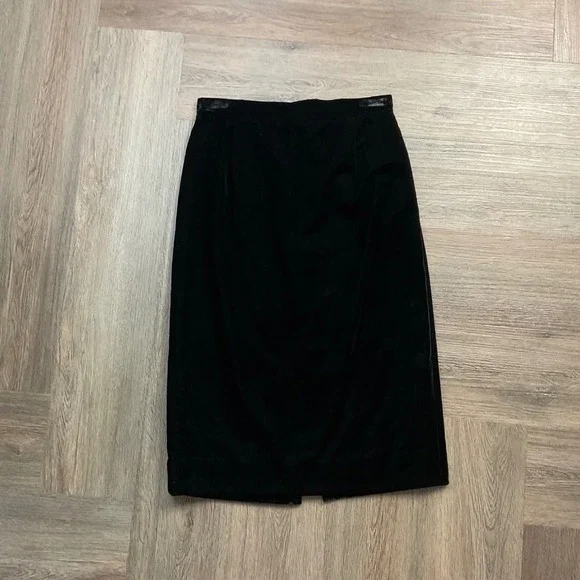 Vintage 90's Isaac Mizrahi Velvet Pencil Skirt‎ High Waist Womens 2 Black Classy