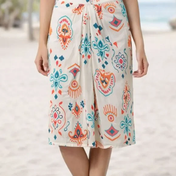 G by Giuliana High Waisted Linen Blend Sugar Washed Boho Resort Coastal 10