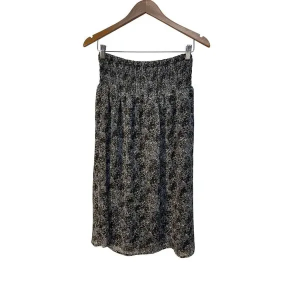 Banana Republic Black Grey White Wide Elastic‎ Band Lined Flowy Skirt XS