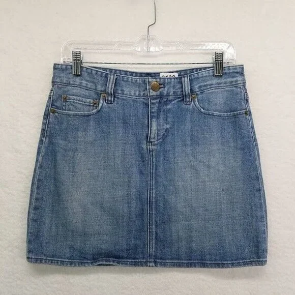 J Crew Womens Stretch Denim Skirt Size 4 Medium Wash Blue Jean‎ Pockets