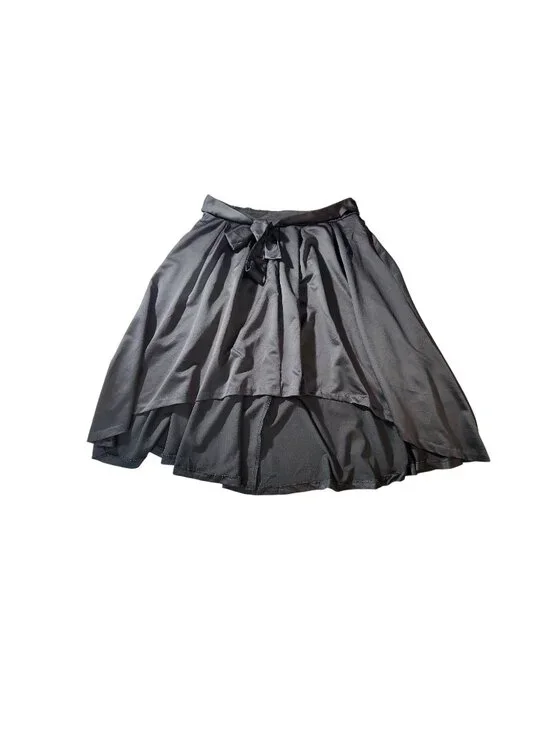 Elle Womens Black High-Low Maxi Skirt XL With Bow Tie Waistband  Lightweight