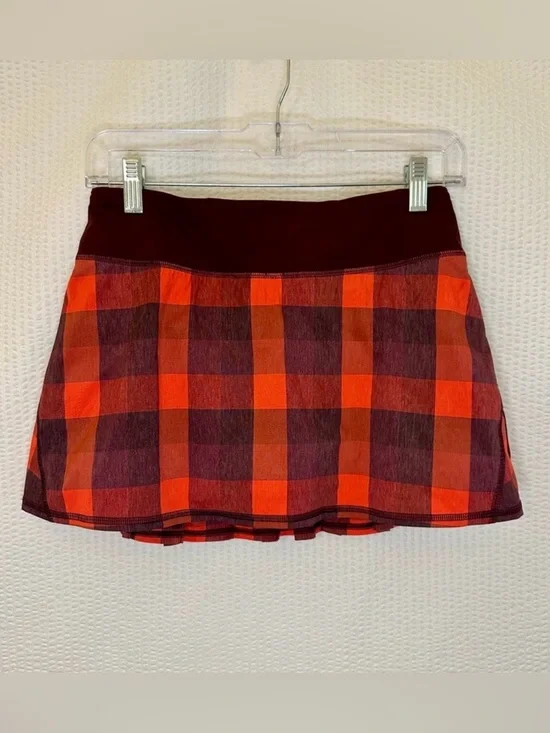 Lululemon Pace Setter Skirt Skort Yama Check Plaid Tennis Golf Running Size 4