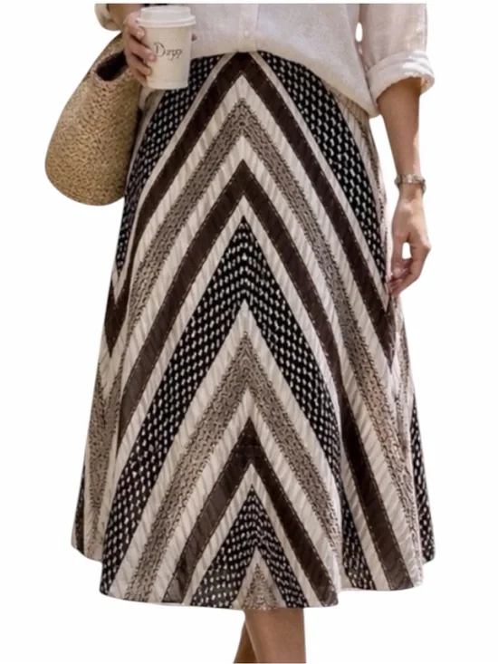 Vintage Gerd Inez Embroidered Chevron Midi Skirt EU 38‎ US 4 Scandinavian