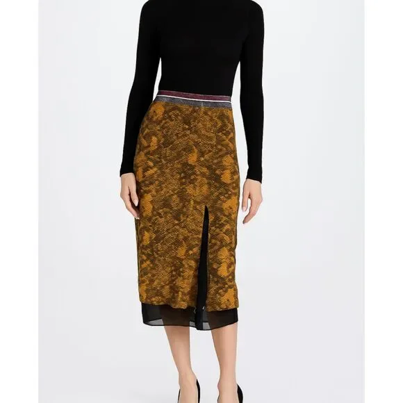 SAYLOR Snake Print Midi Skirt‎ Yellow Medium