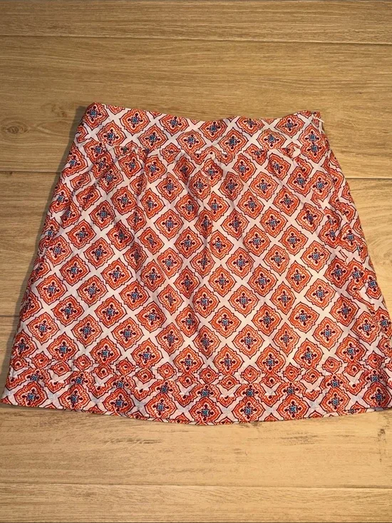 LOFT Orange and White Geometric A-Line Skirt size 0