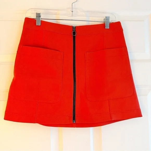 Rachel‎ Roy Orange Front Zip Mini Skirt Size 6