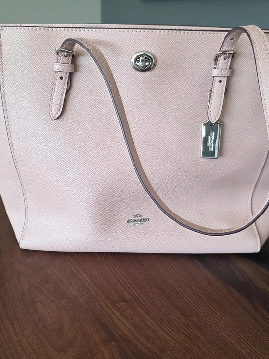 Coach Pebbled Leather Tote in Blush Pink