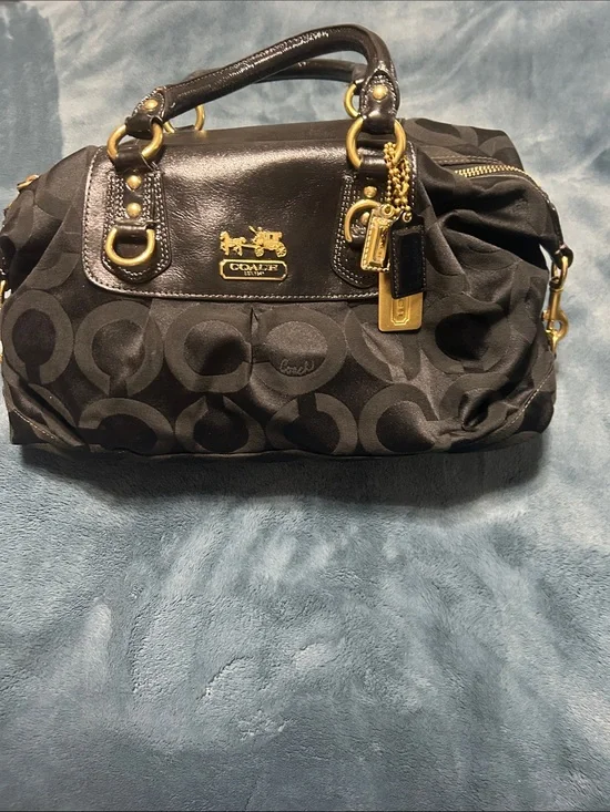 Coach Black Signature Satchel with Gold-Tone Accents