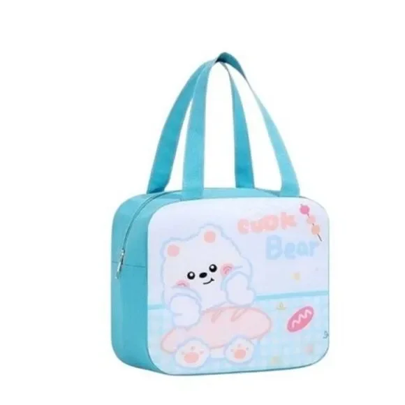 Cook Bear Cartoon Childrens Insulated School Lunch Bag Handles Tote Travel NWT