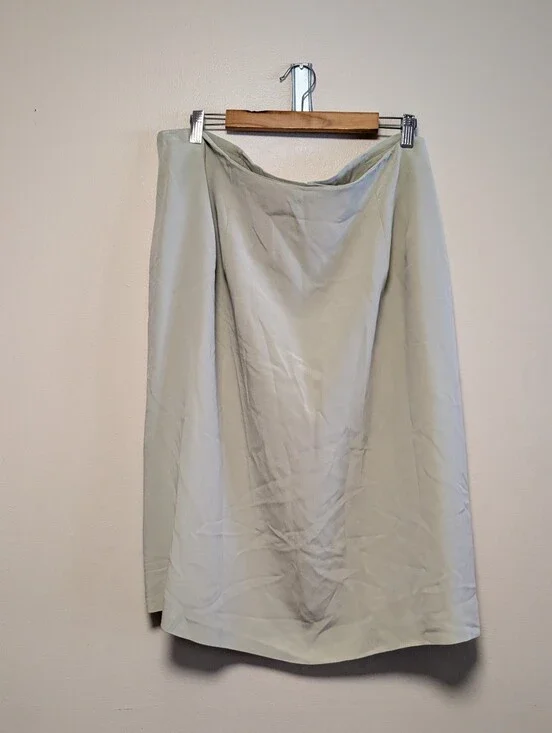 Rena Rowan 100% Silk Straight Skirt Sage Green Size 24W