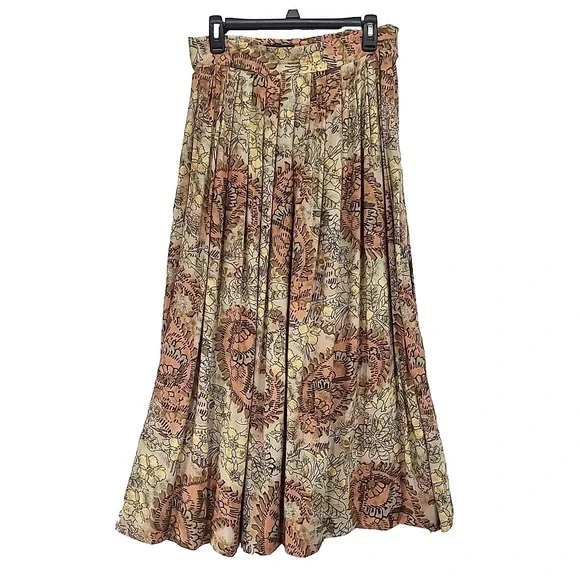 Vintage Womens Skirt Pleated Paisley‎ Print JG Hook Sz 12 Flowy Rayon Wool Blend