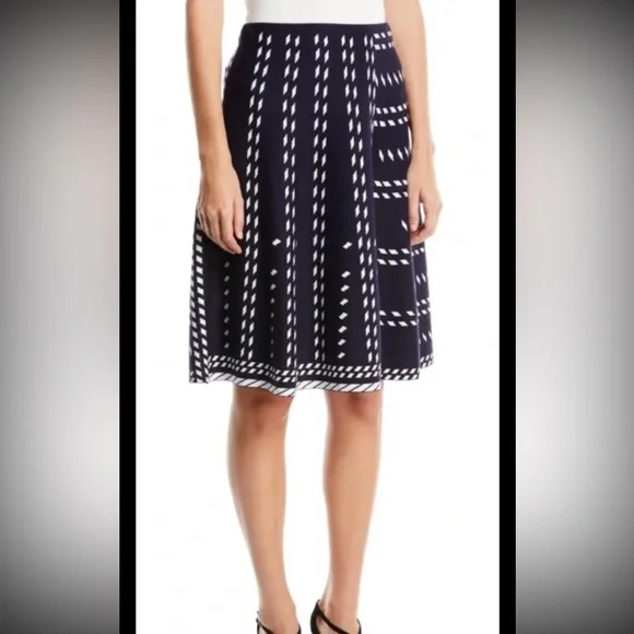 NIC + ZOE Sweater Skirt Falling Star Flare PullOn Navy Blue White