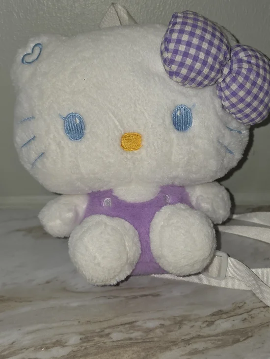 Hello Kitty Plush Backpack - White & Lavender