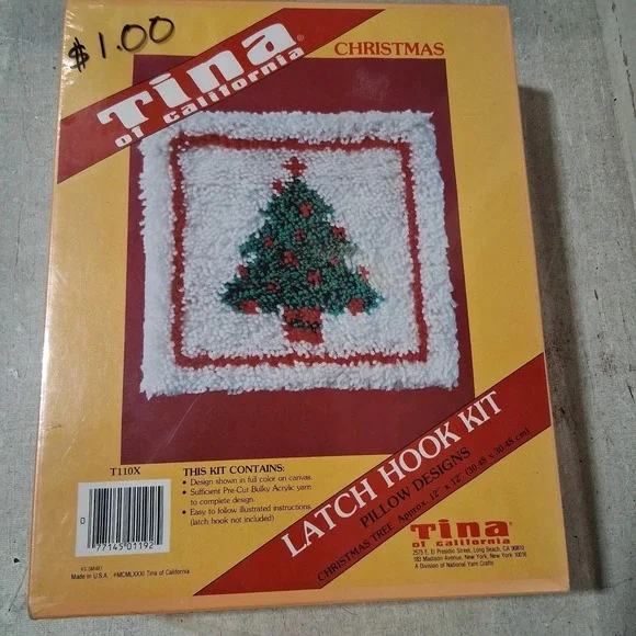 Vintage‎ Tina Christmas Tree Latch Hook Kit NOS New Sealed 1981
