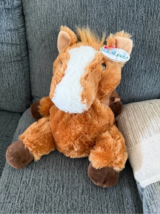 Plush Brown Horse Animal backpack - Soft Tan & White