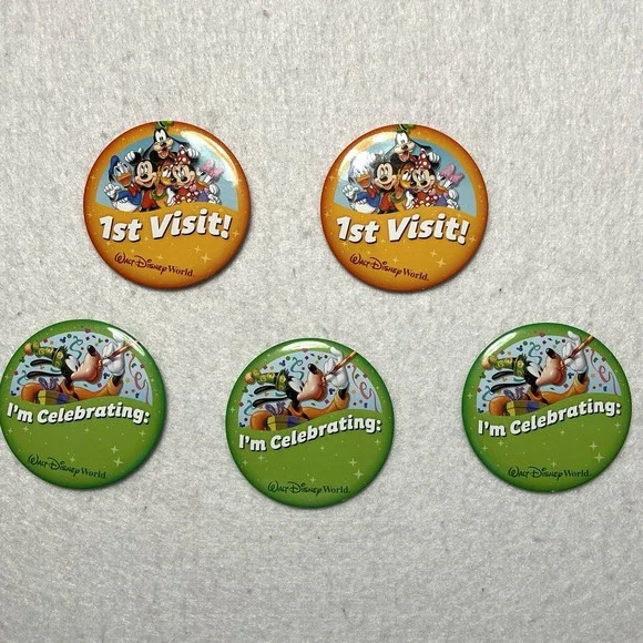 Disney World Buttons Lot‎ Of 5 Button, First Visit, I’m Celebrating