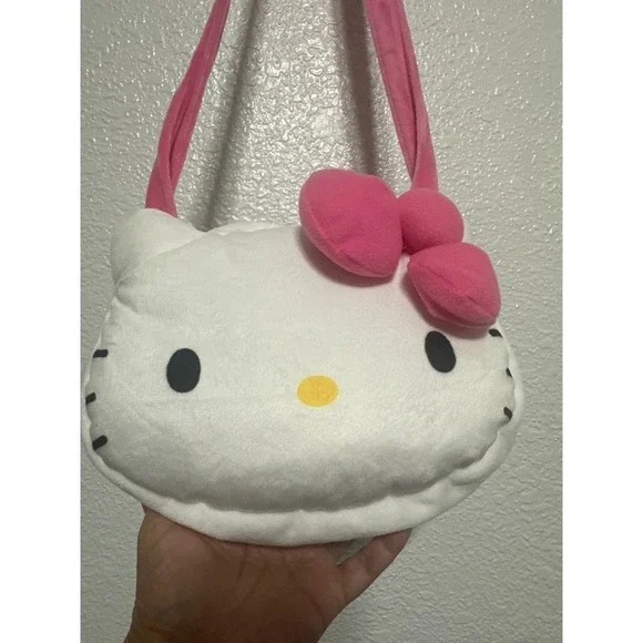 Hello Kitty Plush Face Purse Bag Pink Strap Kids Childrens Small