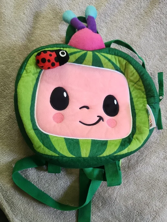Cocomelon Plush Kids Backpack with Pink Face and Ladybug Accent