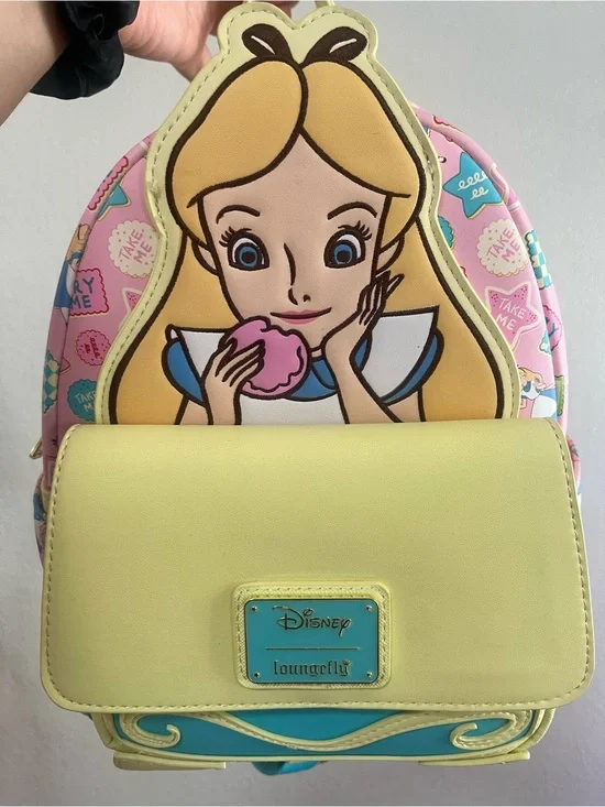 Loungefly Disney Alice Yellow, Pink & Blue Kids Mini Backpack